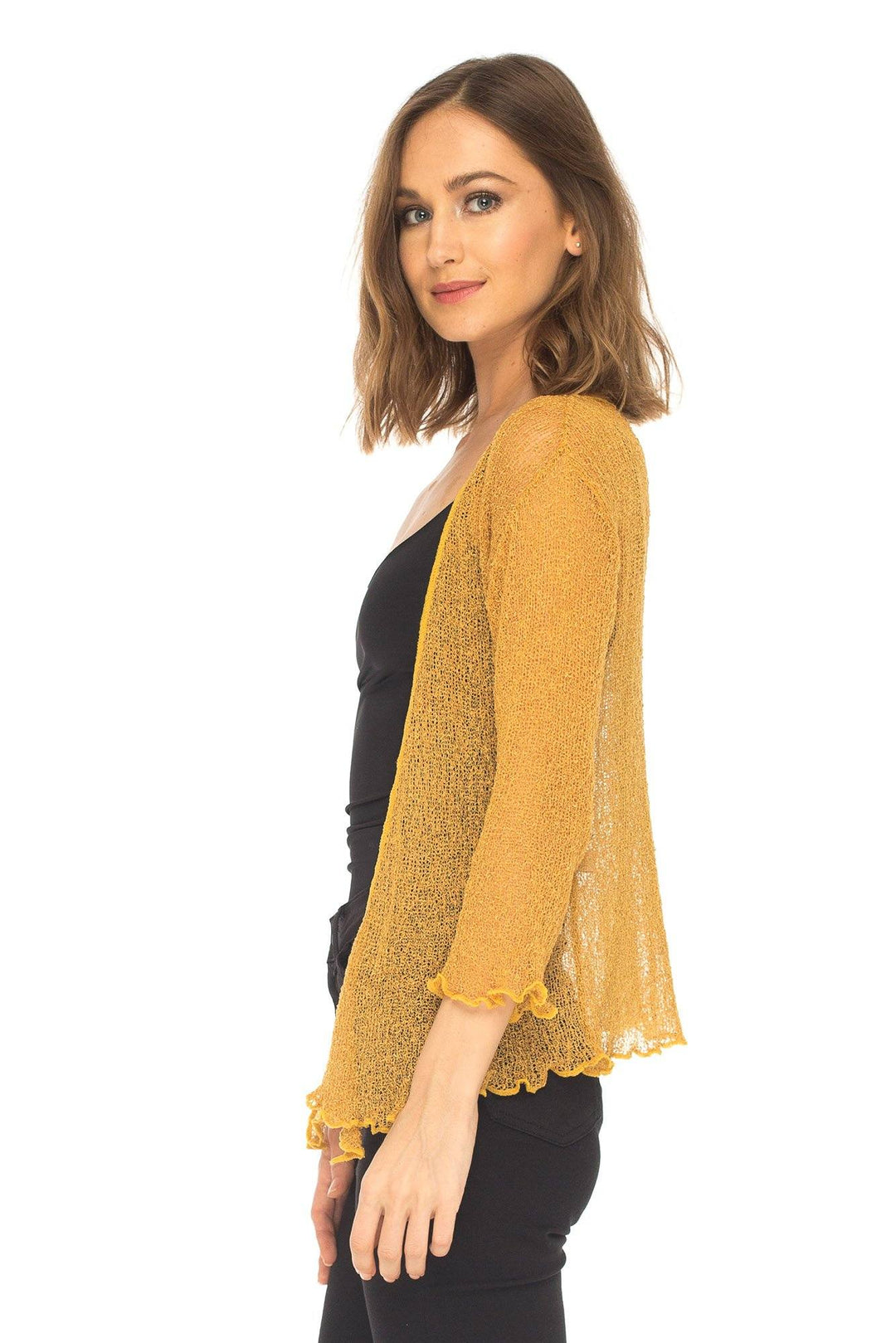 Knitted Tie Top Sheer Shrug - Love-Shu-Shi