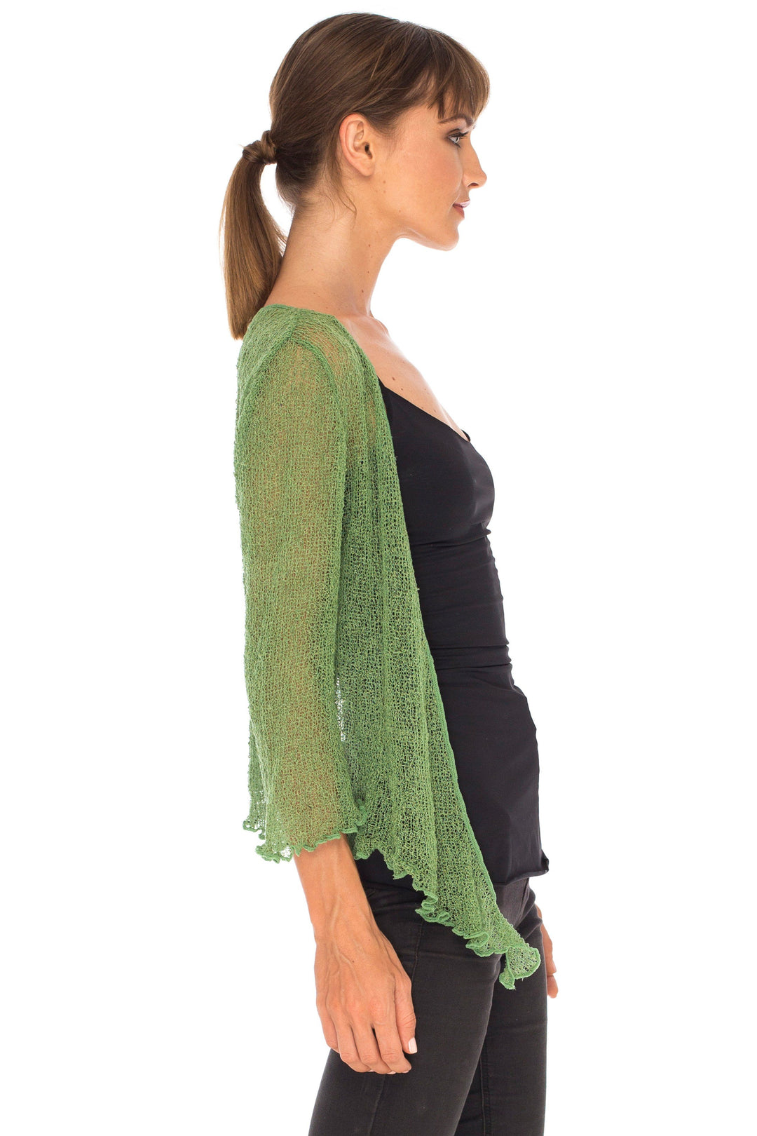 Knitted Tie Top Sheer Shrug - Love-Shu-Shi