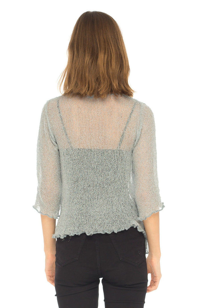 Knitted Tie Top Sheer Shrug - LOVE SHU SHI