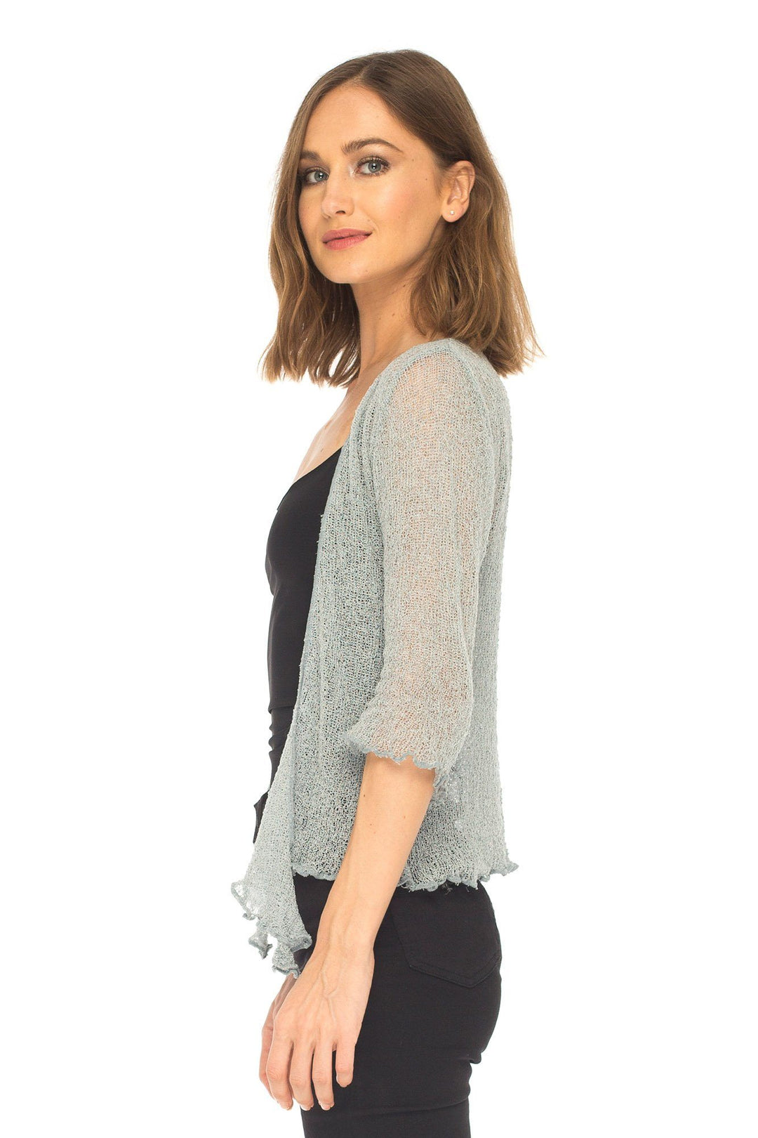 Knitted Tie Top Sheer Shrug - LOVE SHU SHI