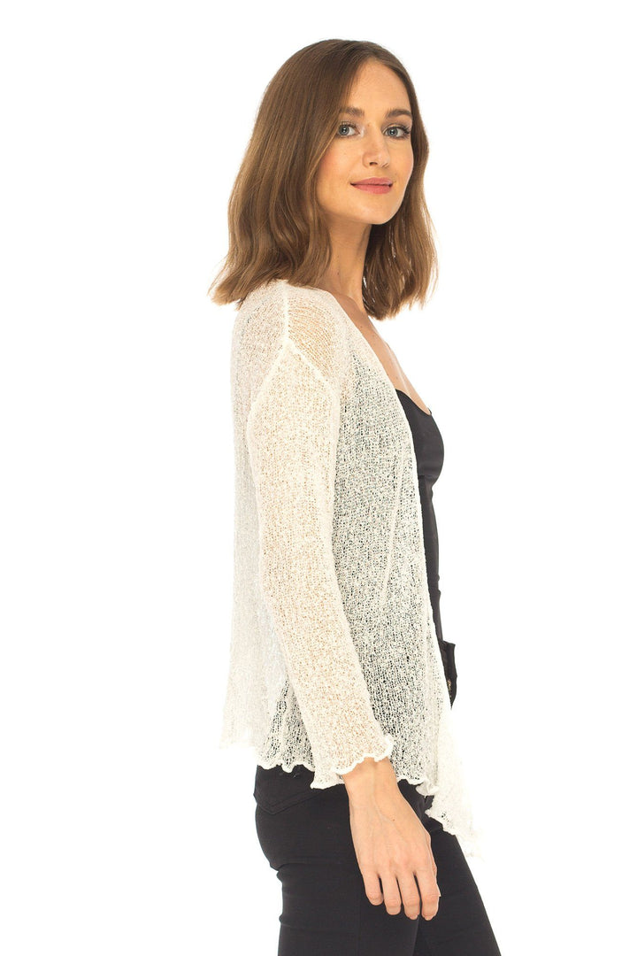 Knitted Tie Top Sheer Shrug - LOVE SHU SHI