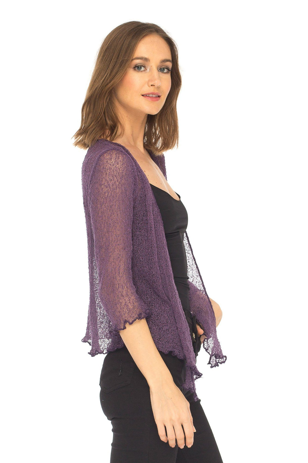 Knitted Tie Top Sheer Shrug - LOVE SHU SHI