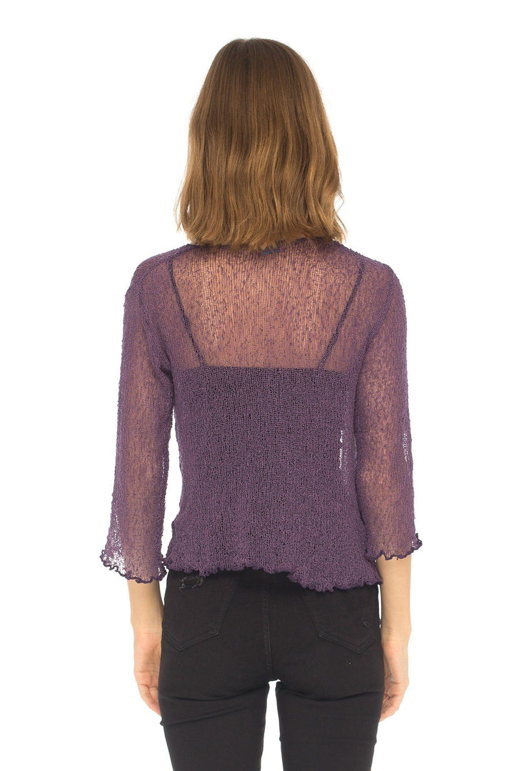 Knitted Tie Top Sheer Shrug - LOVE SHU SHI