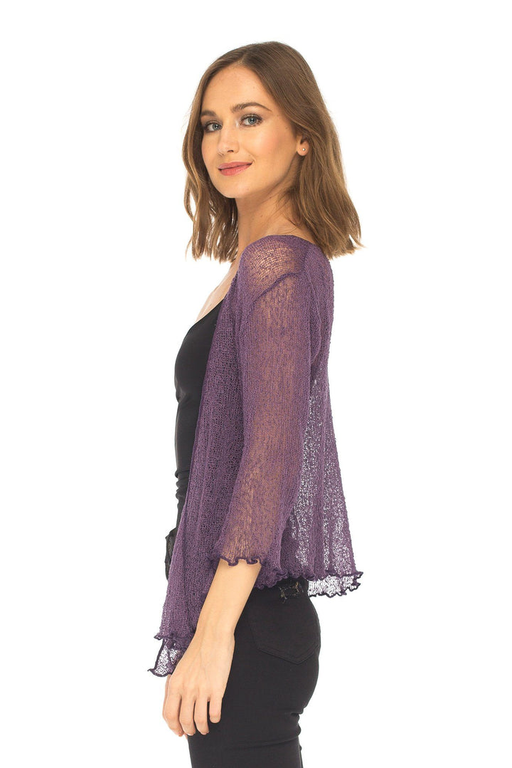 Knitted Tie Top Sheer Shrug - LOVE SHU SHI