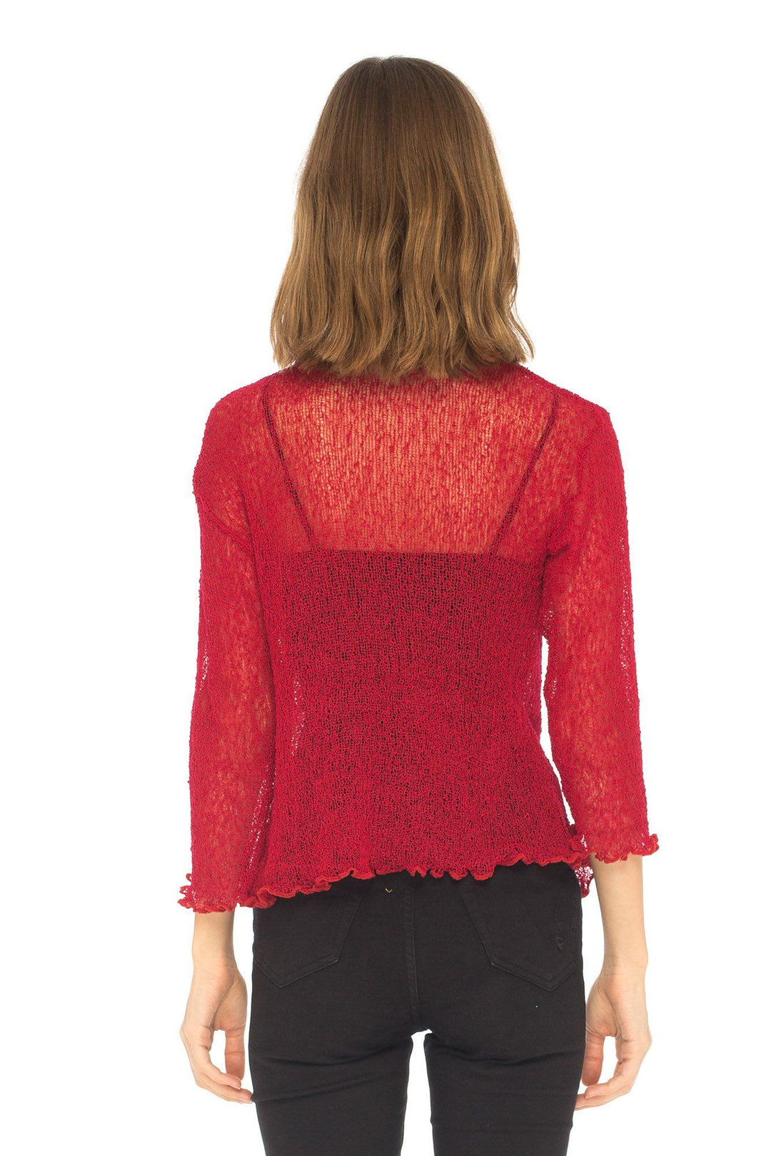 Knitted Tie Top Sheer Shrug - Love-Shu-Shi