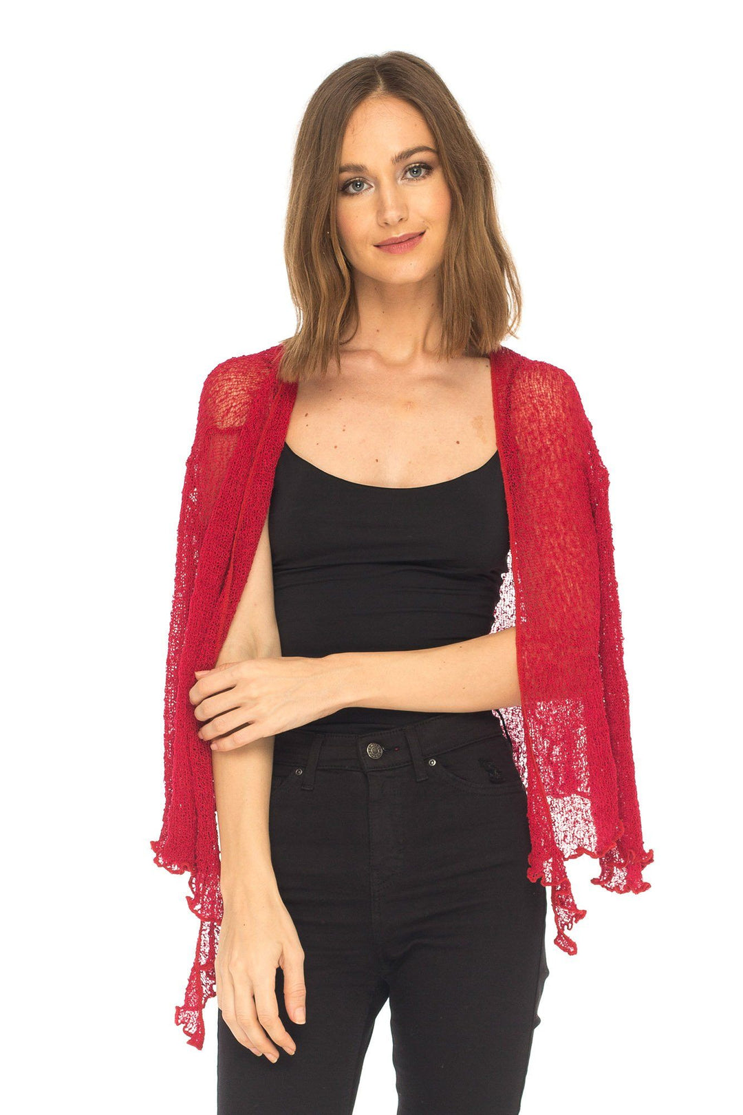 Knitted Tie Top Sheer Shrug - Love-Shu-Shi