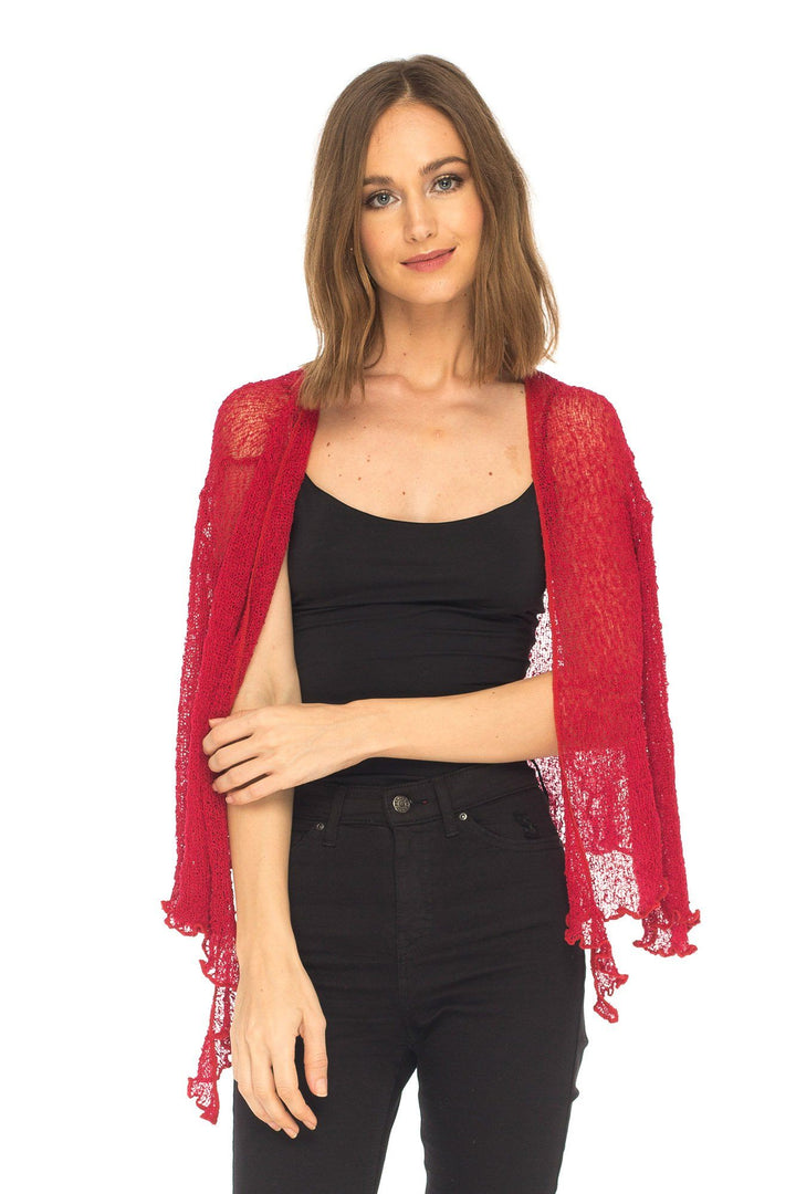 Knitted Tie Top Sheer Shrug - Love-Shu-Shi