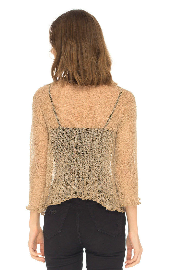 Knitted Tie Top Sheer Shrug - LOVE SHU SHI