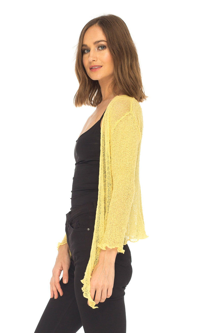 Knitted Tie Top Sheer Shrug - Love-Shu-Shi