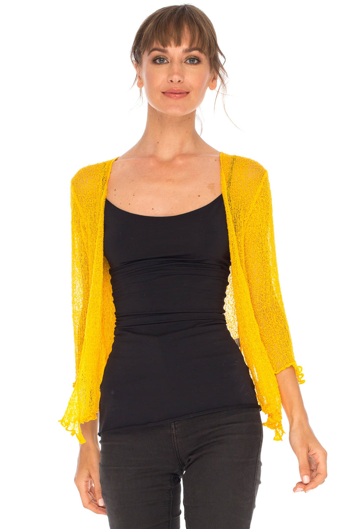 Knitted Tie Top Sheer Shrug - Love-Shu-Shi