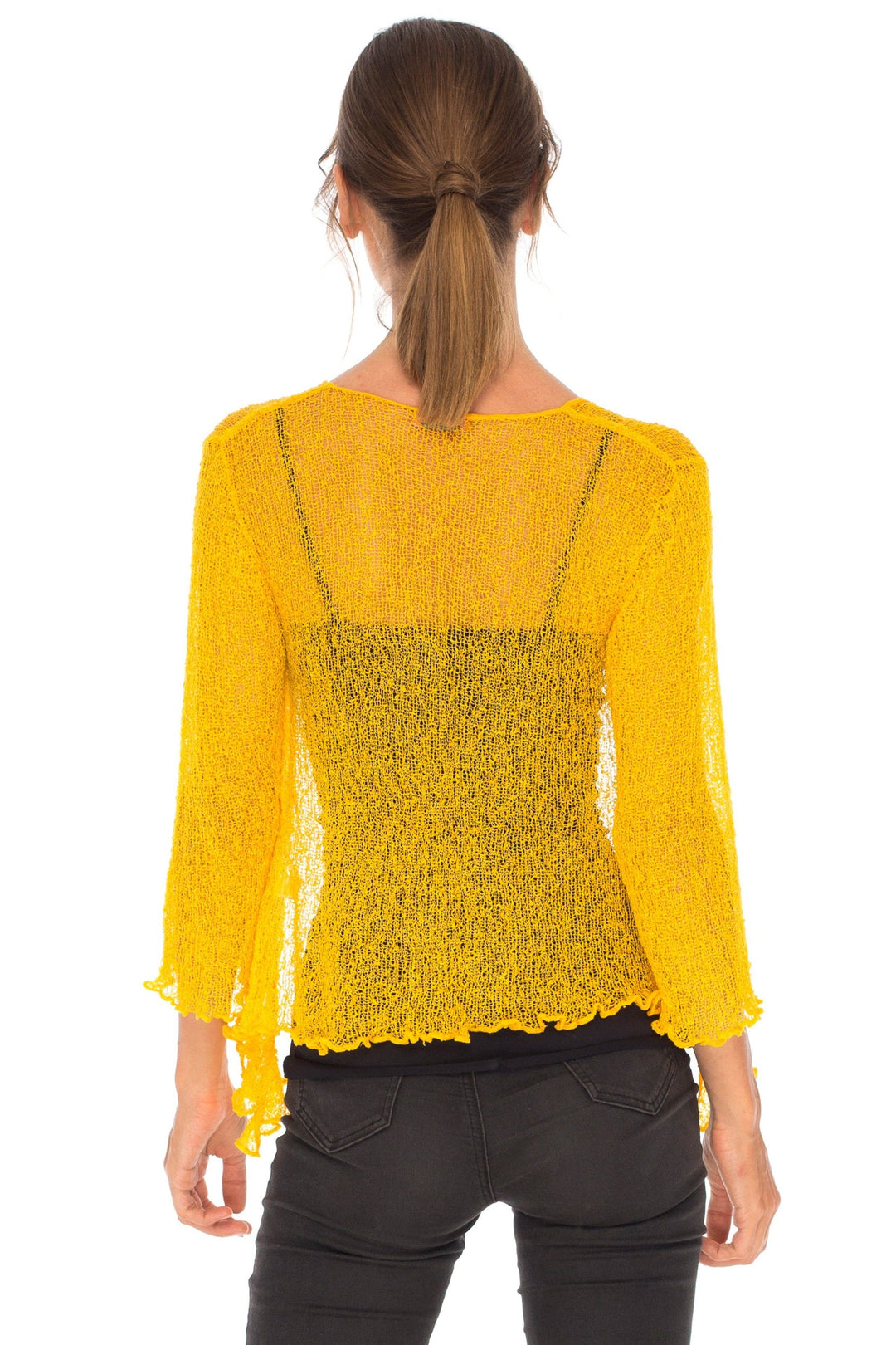 Knitted Tie Top Sheer Shrug - Love-Shu-Shi