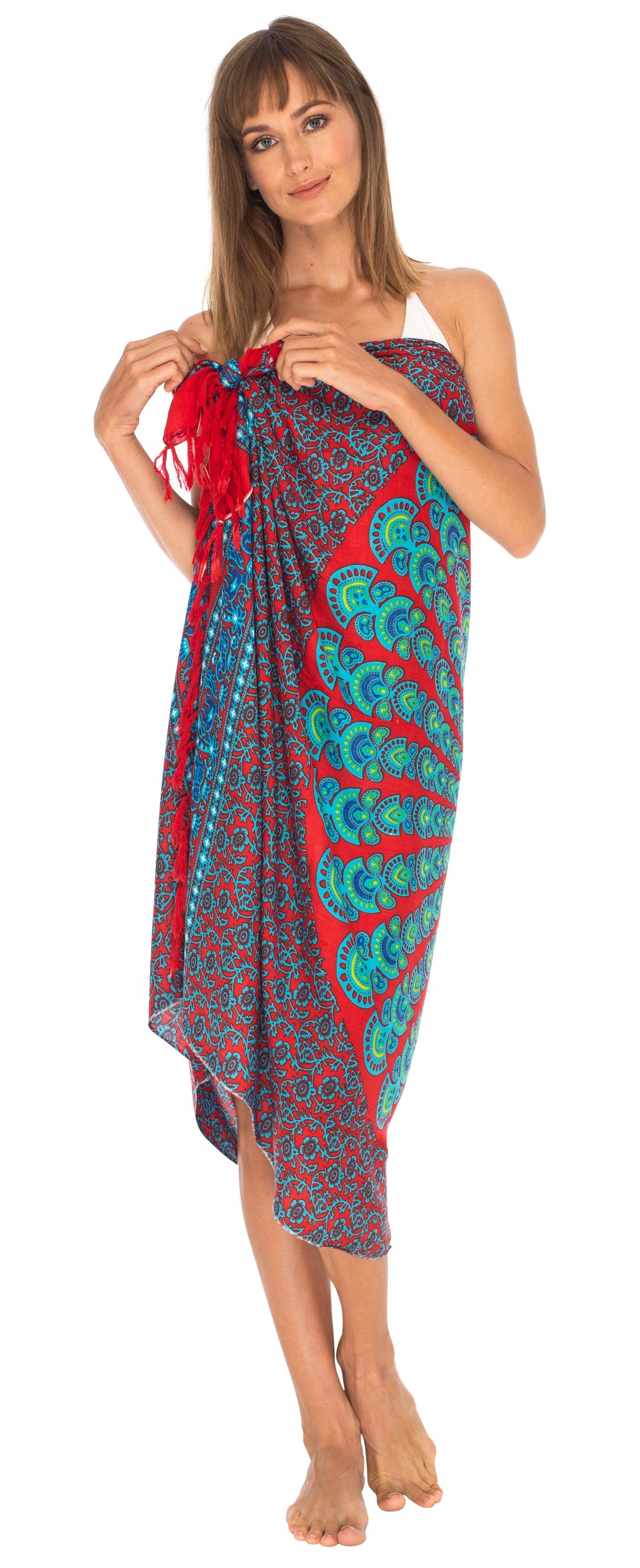 SHU - SHI Women Beach Cover Up Sarong Swimsuit Cover - Up Pareo Coverups Print - Love ShuShi