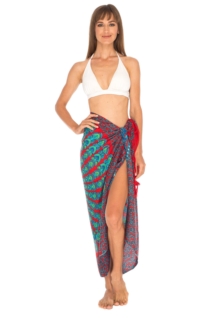 SHU - SHI Women Beach Cover Up Sarong Swimsuit Cover - Up Pareo Coverups Print - Love ShuShi