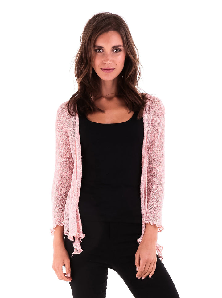 Knitted Tie Top Sheer Shrug - LOVE SHU SHI