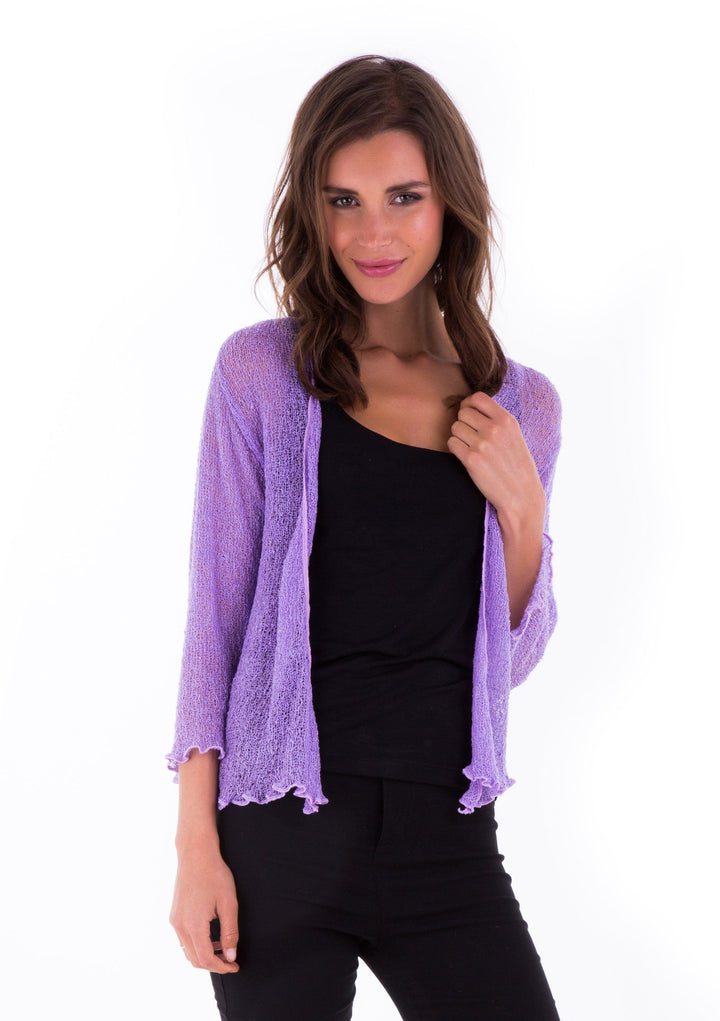 Knitted Tie Top Sheer Shrug - LOVE SHU SHI