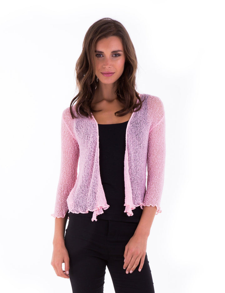 Knitted Tie Top Sheer Shrug - LOVE SHU SHI